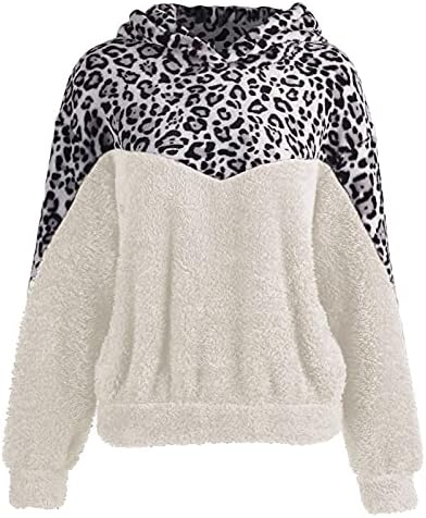 Дамски леопардовые качулки, hoody, големи топли пухкави случайни пуловер с джобове, потници, връхни дрехи с качулка