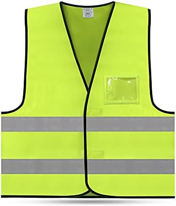 Жилетка за безопасност FEimaX Повишена видимост, Отразяващи Работни Жилетки, работно облекло Сигурност с притежателя на сертификата за самоличност, за мъже и Жени, Ст