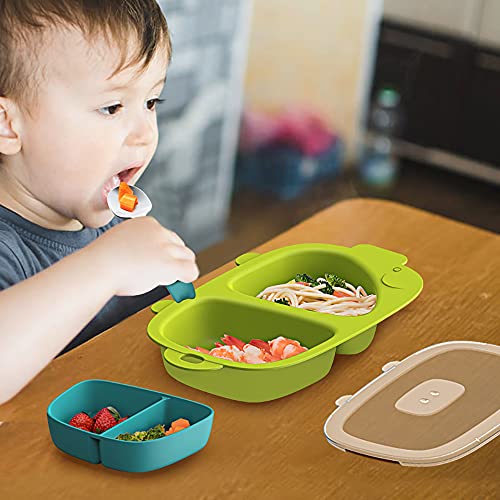 Разделението чиния за деца, 3 БР. (с Чиния с капак и Вътрешния ястие), Посуда и прибори за деца, Могат да се мият в съдомиялна машина