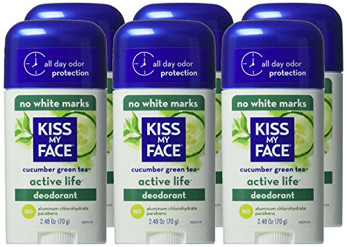 Дезодорант Kiss My Face Активен Живот, Огуречно-Зелен чай 2,48 унция (опаковка от 6 броя)