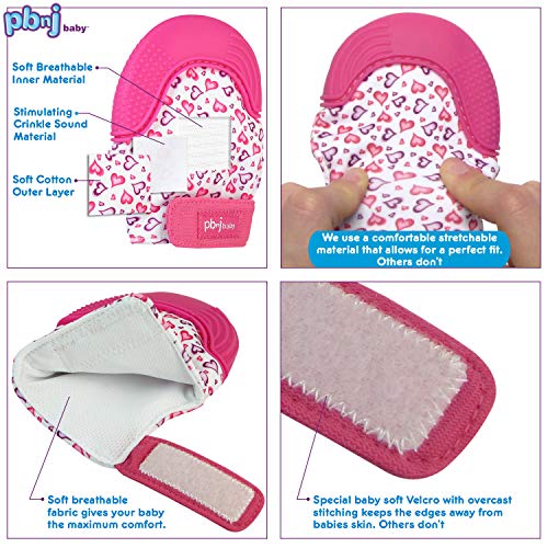PBnJ детска Силиконова Варежка За никнене на млечни Зъби, Играчки-Ръкавица за никнене на млечни зъби - Сив Шеврон 2pk