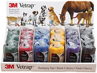 6-Цветен Дисплейная лента 3M Vetrap за кучета, Котки и Коне, 4 Инча, Разнообразни, 24 ролка/Display