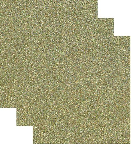 Теплопередающий винил Siser Glitter HTV за тениски с размери 10 на 12 см (1 Фут), 3 Предварително Нарязани листа (златното конфети)