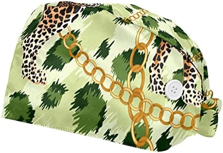 Niaocpwy 2 опаковки Леопард Кафяви Работни кепок с учебната лента за Жени и мъже, Шапчица-Тюрбан с начесом