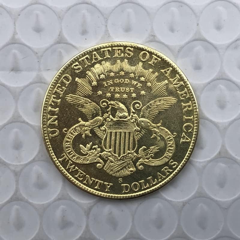 1887-те години Американската Версия на 20 Златни Монети Антични Месинг Ръчно Чуждестранна Възпоменателна Монета 34 мм