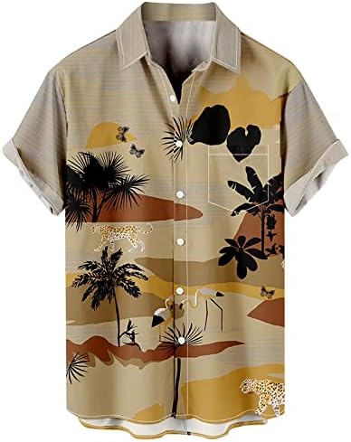 Мъжки Хавайски Ризи С Принтом, Плажни Ризи с Копчета и Къс Ръкав, Мъжки t-shirt