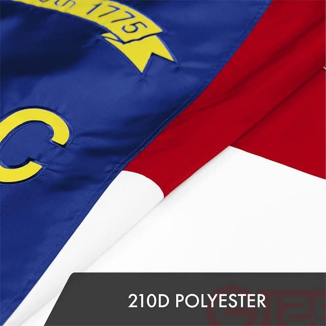 Флаг на щата Северна Каролина G128 | 3x5 Фута | С бродерия от полиестер 300D серия ToughWeave | С бродерия, Вътре / вън, Месингови