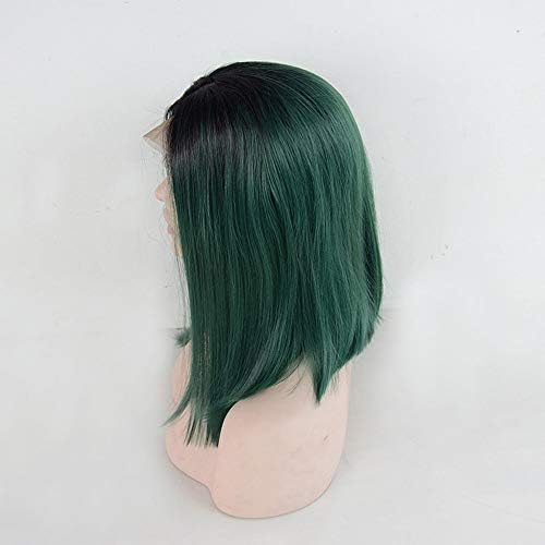 YTOOZ Тъмно-Зелено-Черен Химически влакнести предни завързана прическа БОБ висока температура Тел, може да бъде боядисана Завеса за коса (Размер: 18 )